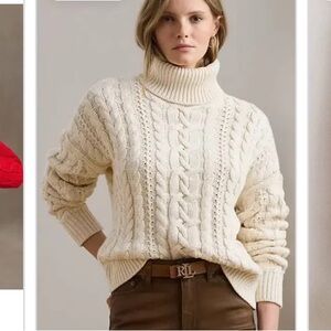 Ralph Lauren Vibrant Red Turtleneck Sweater 60% cotton